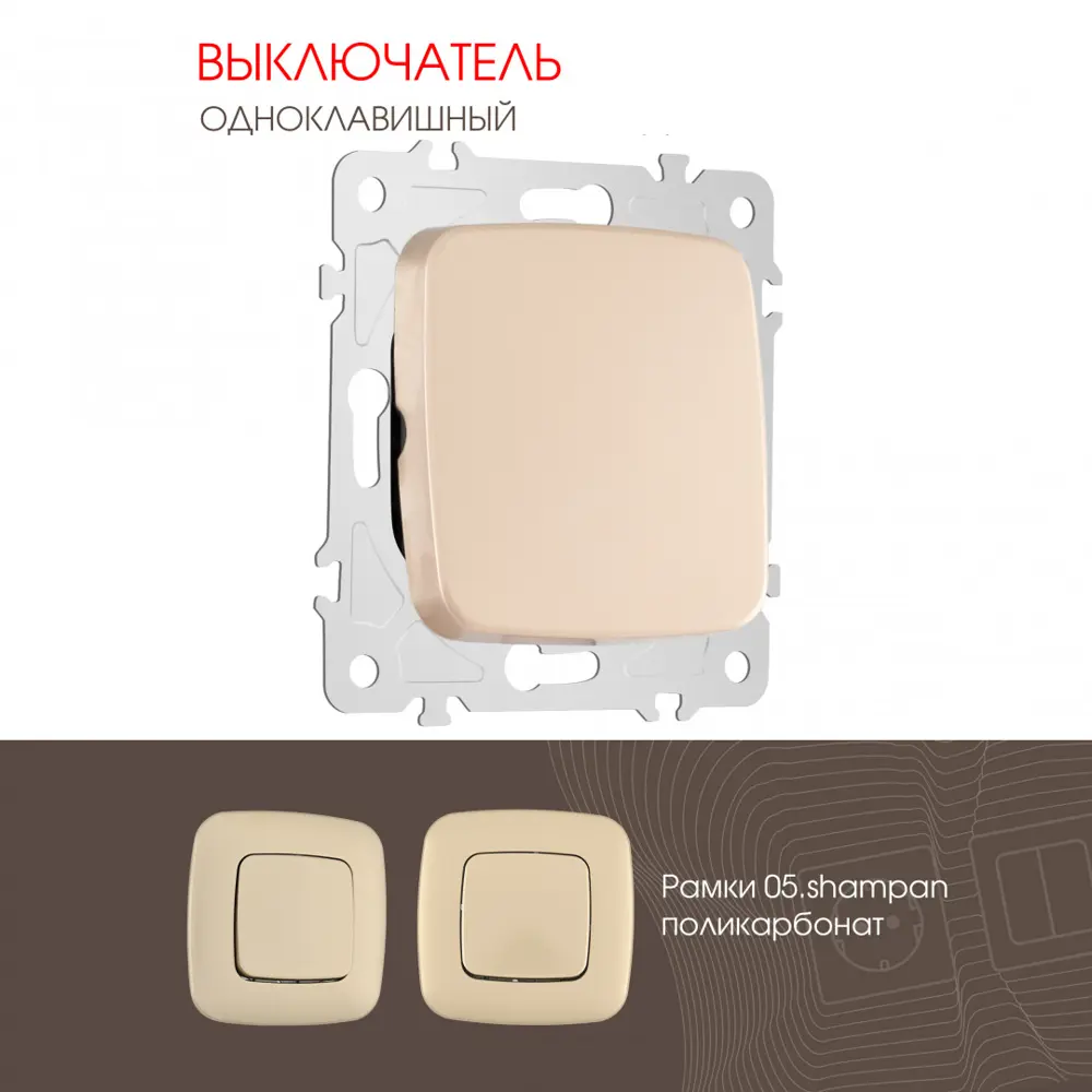 Фото 3 Выключатель встраиваемый Arte milano 205.30-1.shampan 1 клавиша цвет шампань Фото 3 Выключатель встраиваемый Arte milano 205.30-1.shampan 1 клавиша цвет шампань