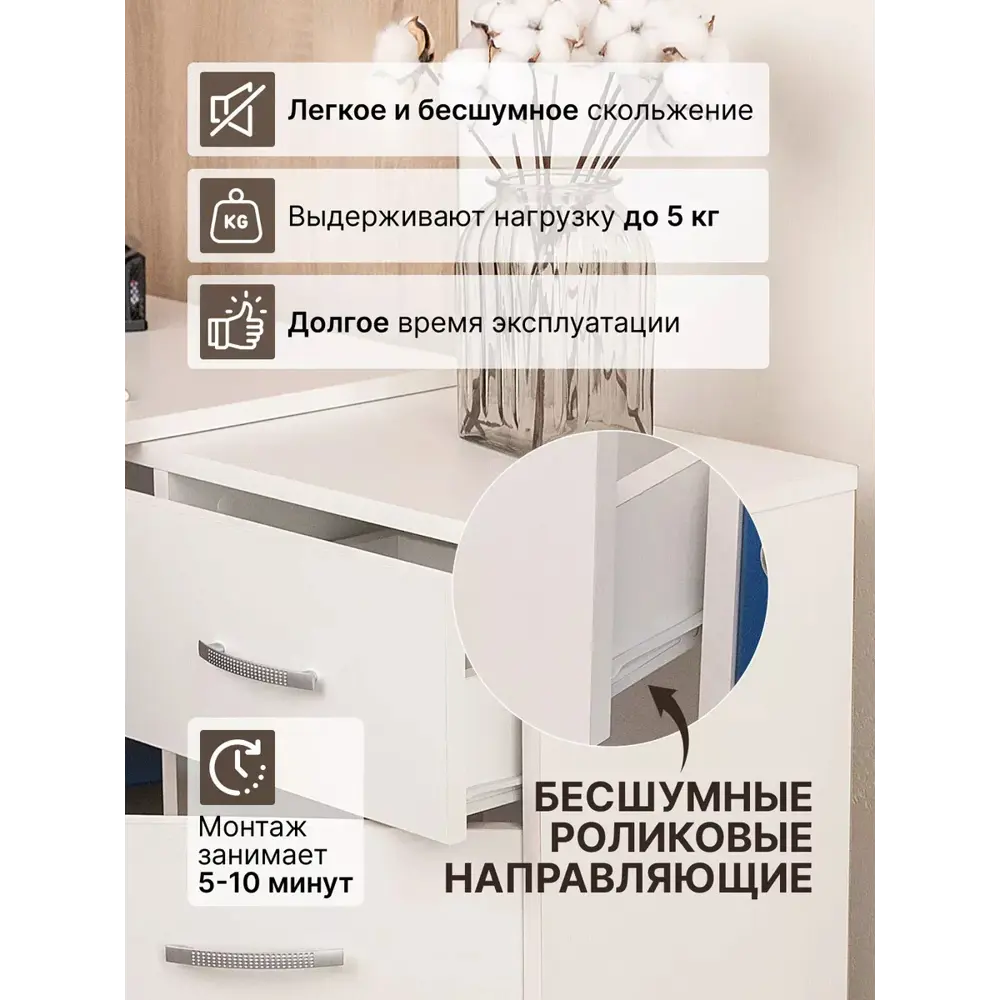 Фото 6 Cтол компьютерный Formula мебели Орлеан 113x75.1x50 см ЛДСП цвет белый матовый Фото 6 Cтол компьютерный Formula мебели Орлеан 113x75.1x50 см ЛДСП цвет белый матовый