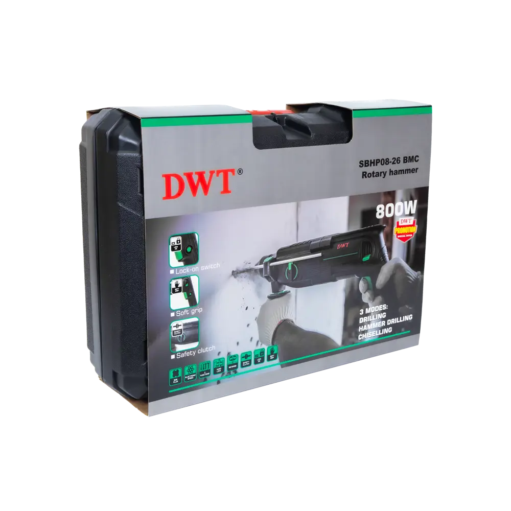 Фото 12 Перфоратор сетевой SDS Plus Dwt SBHP08-26 BMC, 800 Вт, 2.8 Дж