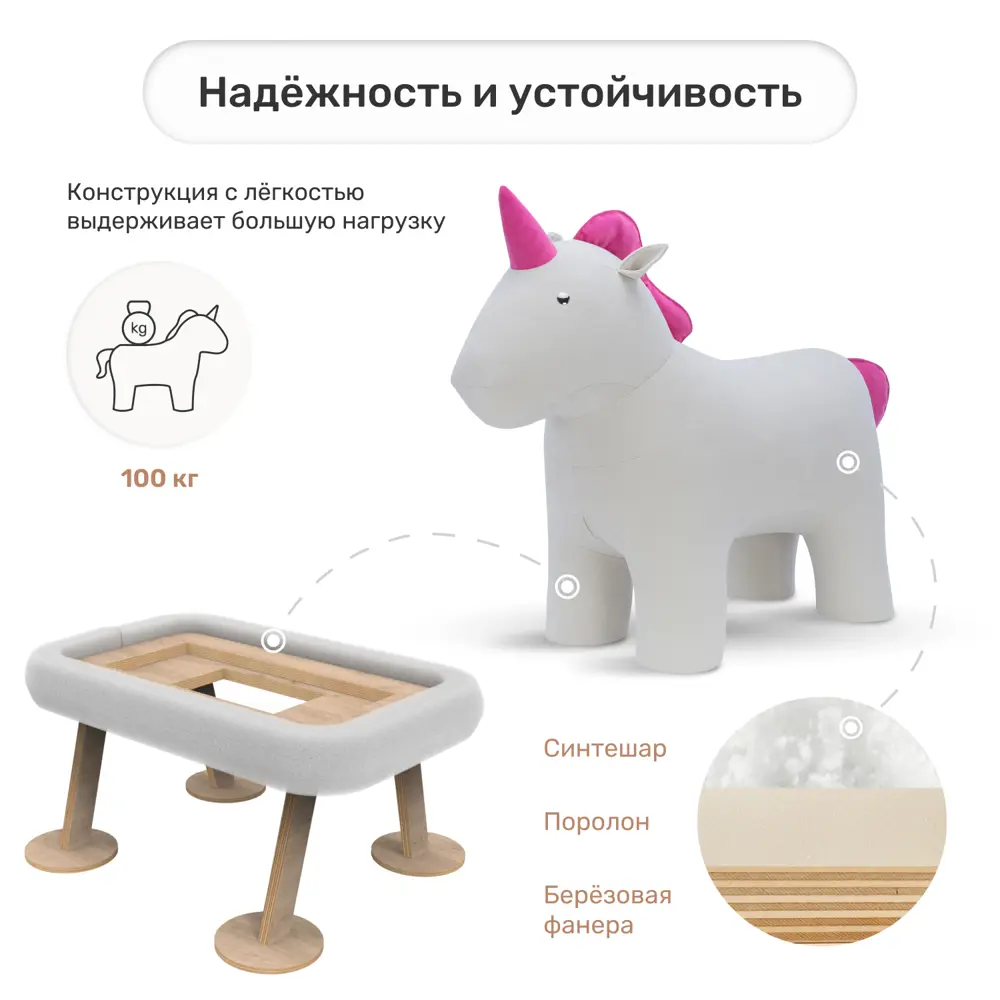Фото 3 Пуф Leset Unicorn ткань Omega 30/ Enigma 24