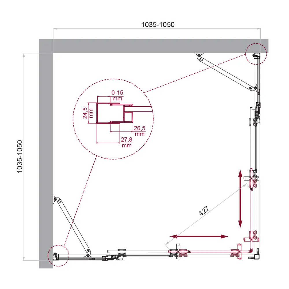 Фото 3 Душевой уголок Belbagno LUCE LUCE-A-22-80+25-C-Cr квадратная 105x105см хромированный профиль эффект стекла прозрачный Фото 3 Душевой уголок Belbagno LUCE LUCE-A-22-80+25-C-Cr квадратная 105x105см хромированный профиль эффект стекла прозрачный