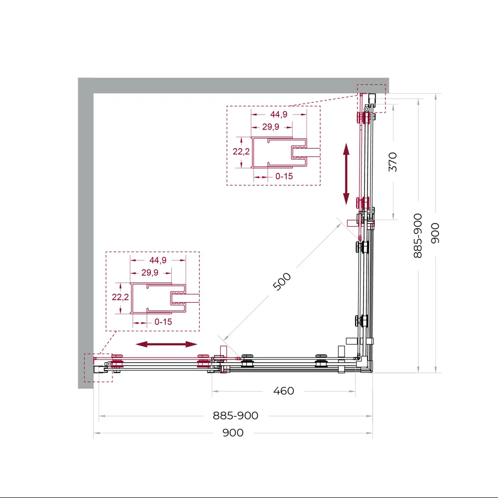 Фото 8 Душевой уголок Belbagno MARINO MARINO-2-A-2-90-C-GM квадратная 90x90см никелированный профиль эффект стекла прозрачный Фото 8 Душевой уголок Belbagno MARINO MARINO-2-A-2-90-C-GM квадратная 90x90см никелированный профиль эффект стекла прозрачный
