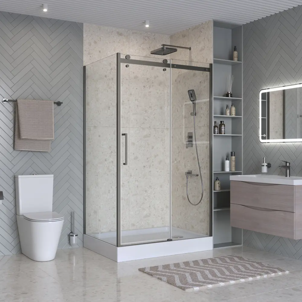 Фото Душевой уголок Belbagno MARINO MARINO-2-AH-1-110/90-C-GM прямоугольная 110x90см никелированный профиль эффект стекла прозрачный Фото Душевой уголок Belbagno MARINO MARINO-2-AH-1-110/90-C-GM прямоугольная 110x90см никелированный профиль эффект стекла прозрачный