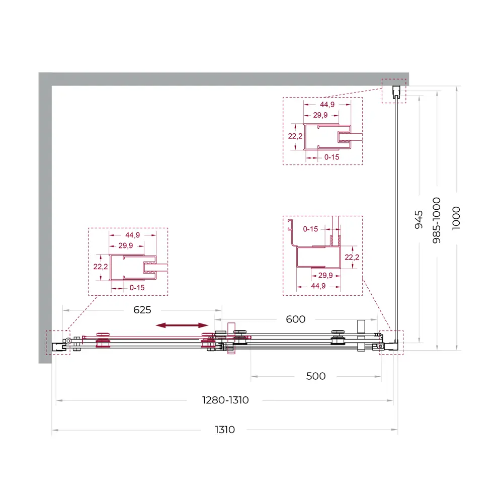 Фото 6 Душевой уголок Belbagno MARINO MARINO-2-AH-1-130/100-C-Cr прямоугольная 130x100см хромированный профиль эффект стекла прозрачный