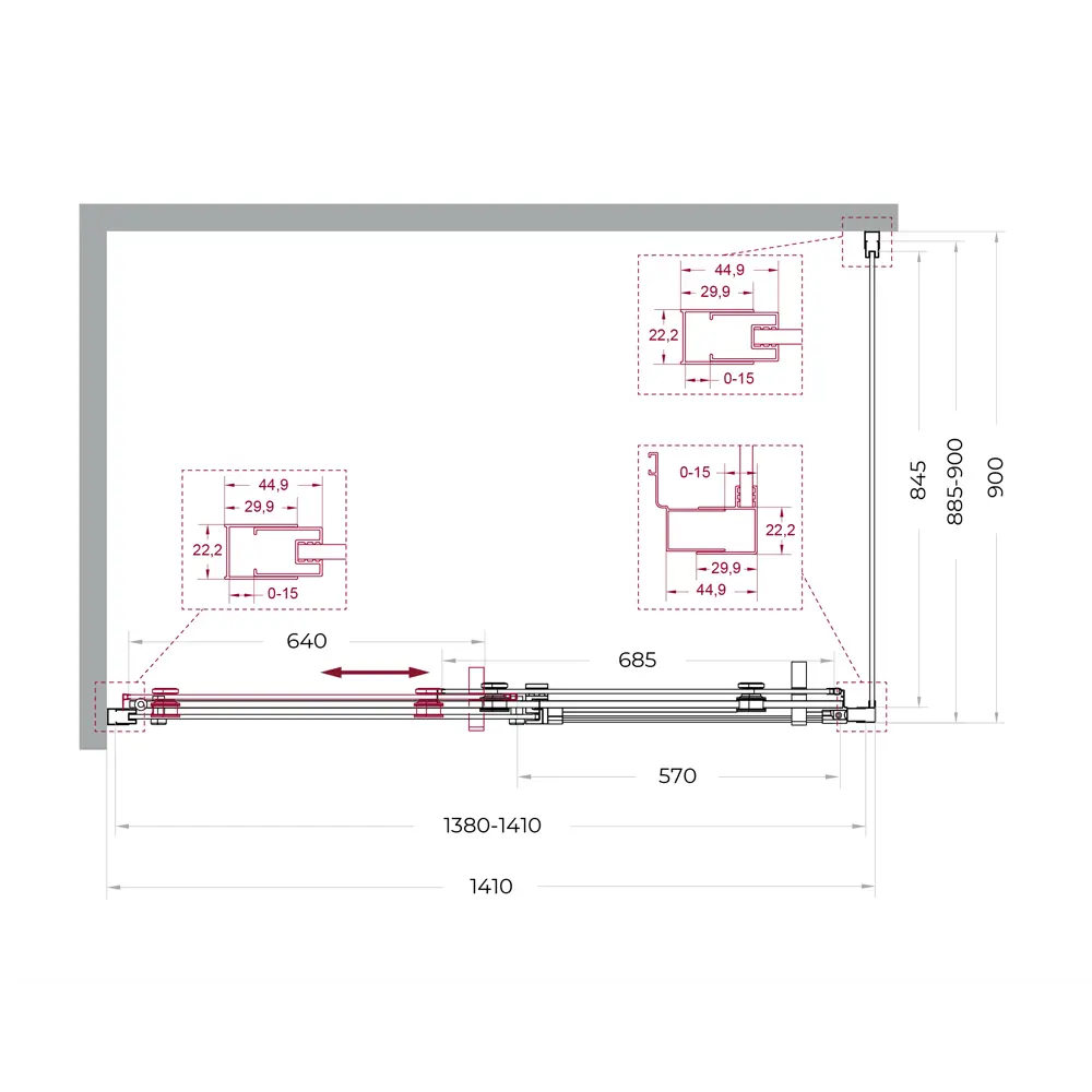 Фото 12 Душевой уголок Belbagno MARINO MARINO-2-AH-1-140/90-C-GM прямоугольная 140x90см никелированный профиль эффект стекла прозрачный
