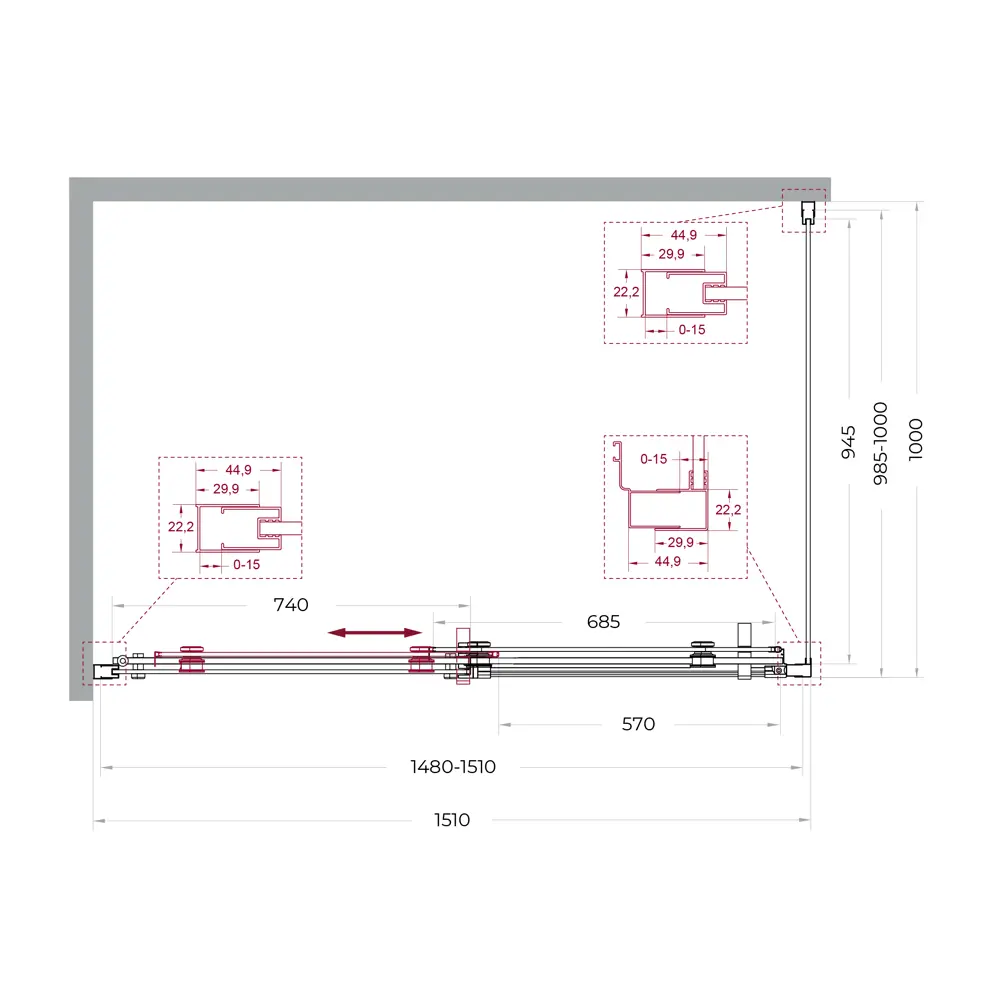 Фото 11 Душевой уголок Belbagno MARINO MARINO-2-AH-1-150/100-C-Cr прямоугольная 150x100см хромированный профиль эффект стекла прозрачный