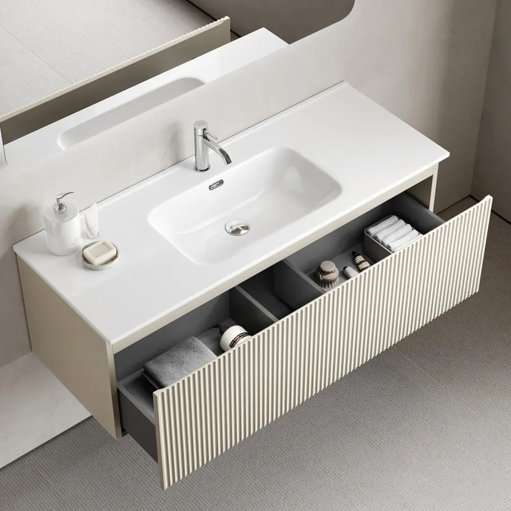 Фото 5 Тумба под раковину подвесная Sancos SNR1.0120CE 119.5см цвет beige soft