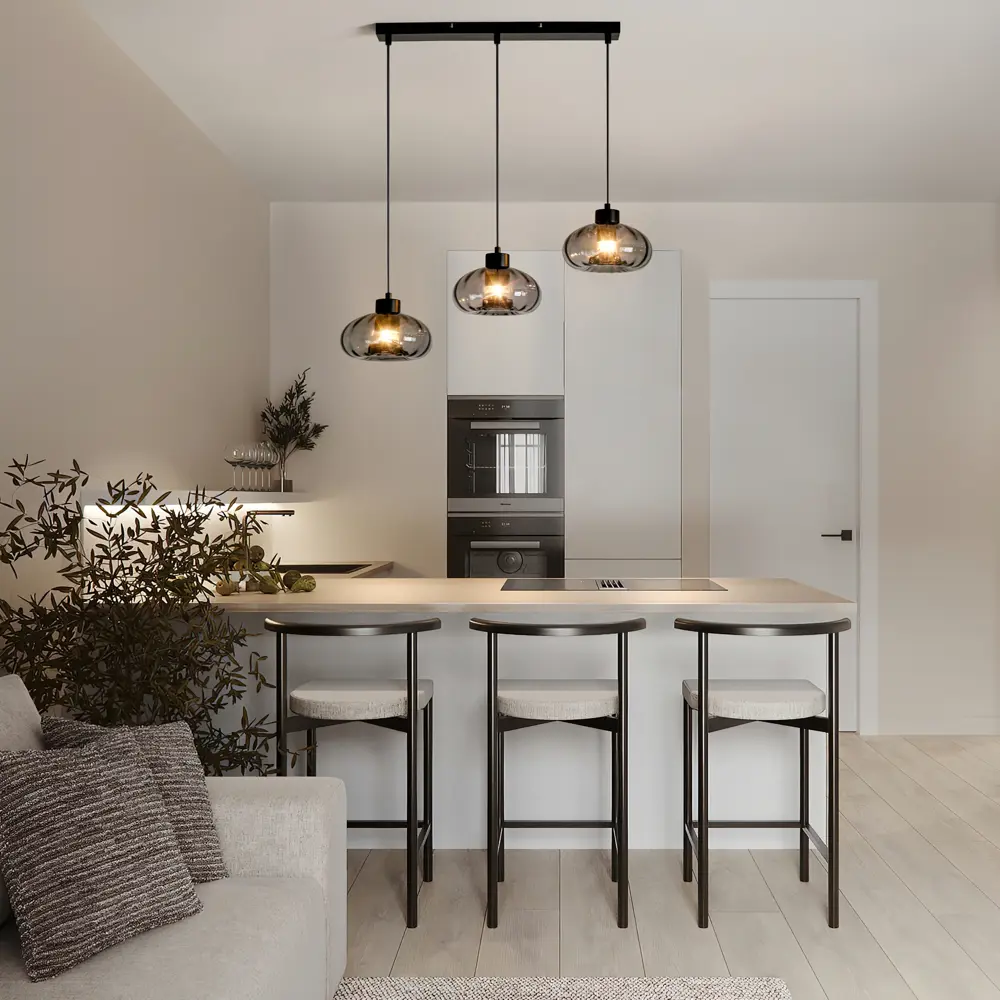 Фото 10 Светильник подвесной Glans 3 лампы 10 м² цвет черный/серый Фото 10 Светильник подвесной Glans 3 лампы 10 м² цвет черный/серый