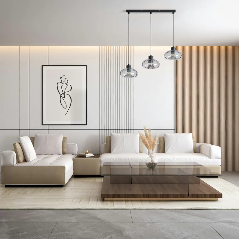 Фото 11 Светильник подвесной Glans 3 лампы 10 м² цвет черный/серый Фото 11 Светильник подвесной Glans 3 лампы 10 м² цвет черный/серый