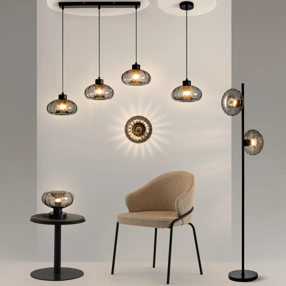 Фото 9 Светильник подвесной Glans 3 лампы 10 м² цвет черный/серый Фото 9 Светильник подвесной Glans 3 лампы 10 м² цвет черный/серый