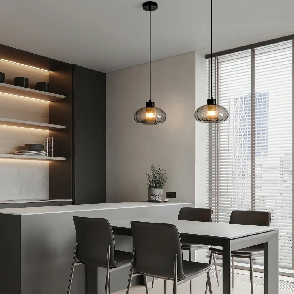 Фото 13 Светильник подвесной Glans 1 лампа 3 м² цвет черный/серый Фото 13 Светильник подвесной Glans 1 лампа 3 м² цвет черный/серый