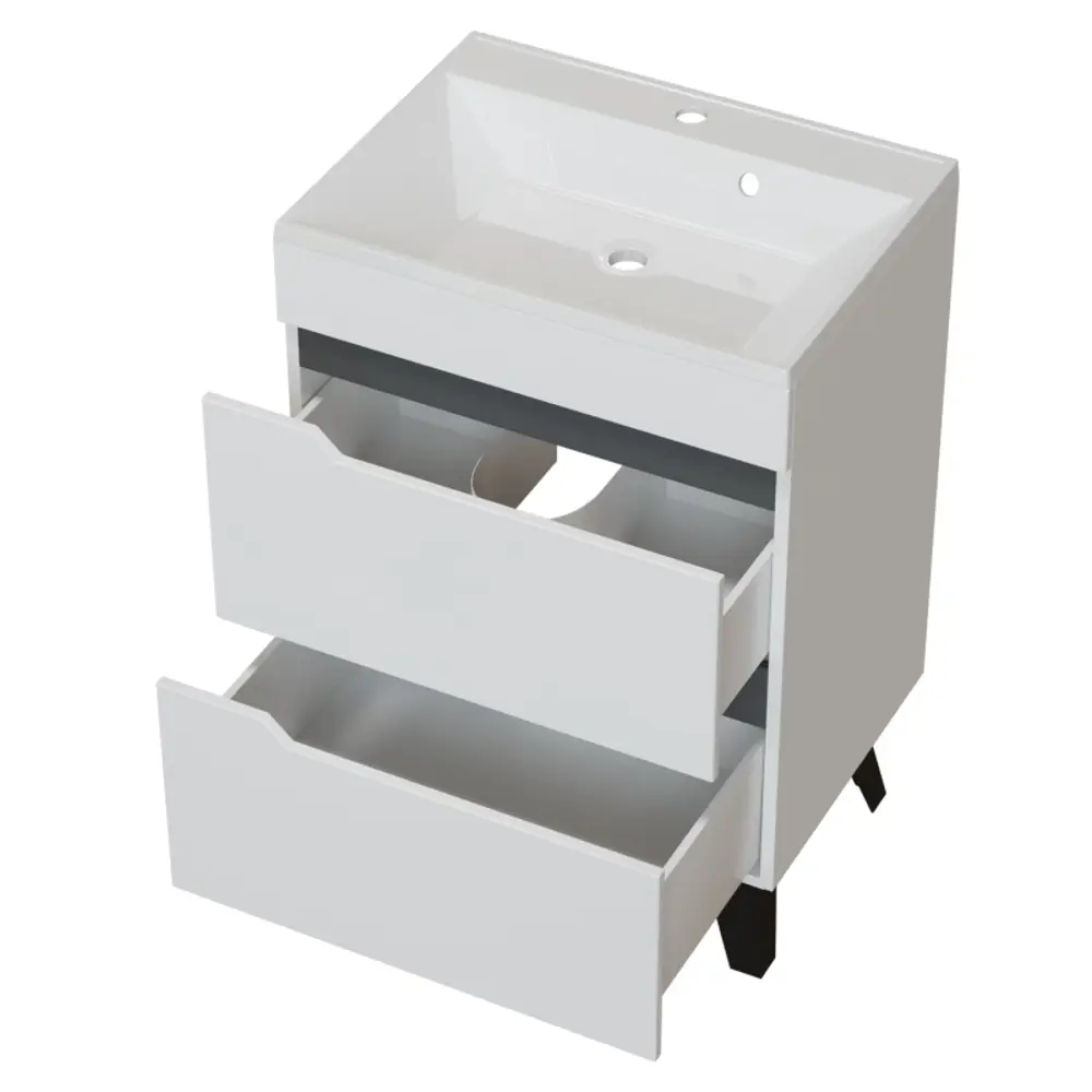 Фото 2 Тумба под раковину напольная Mixline Орион 557278 59см цвет белый/графит