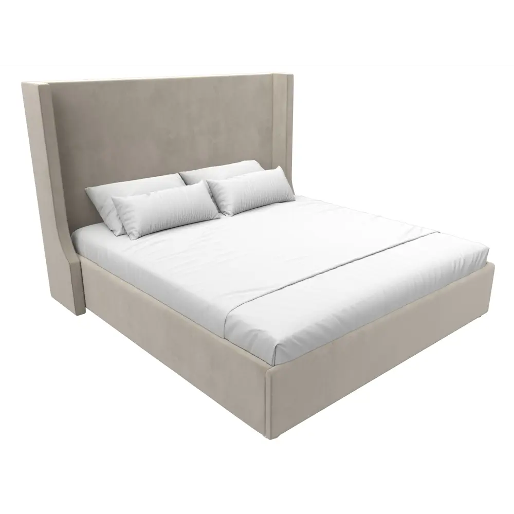 Фото Кровать Ларго 180 Лига диванов 120730 200x140x211 см микровельвет цвет бежевый Фото Кровать Ларго 180 Лига диванов 120730 200x140x211 см микровельвет цвет бежевый