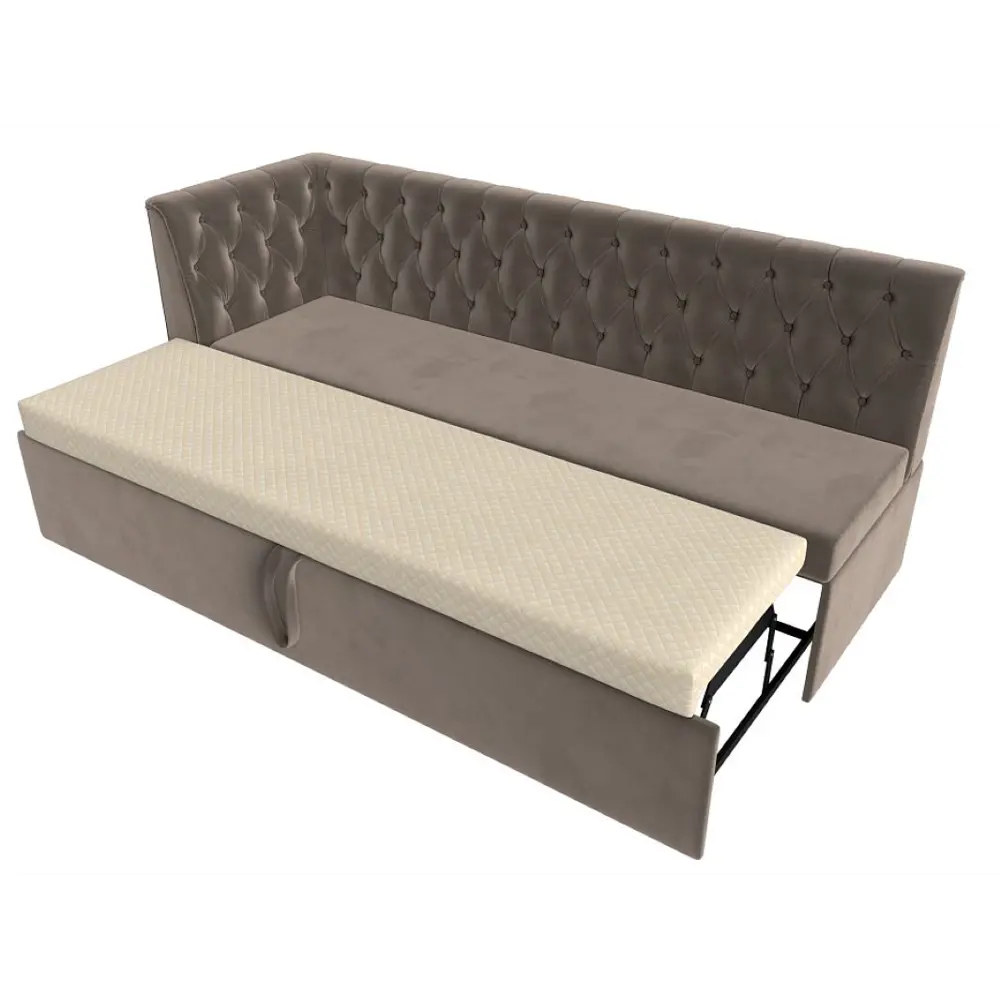 Фото 6 Диван кухонный прямой Маркиз с углом слева Лига диванов 112827L 182x85x62 см велюр цвет коричневый