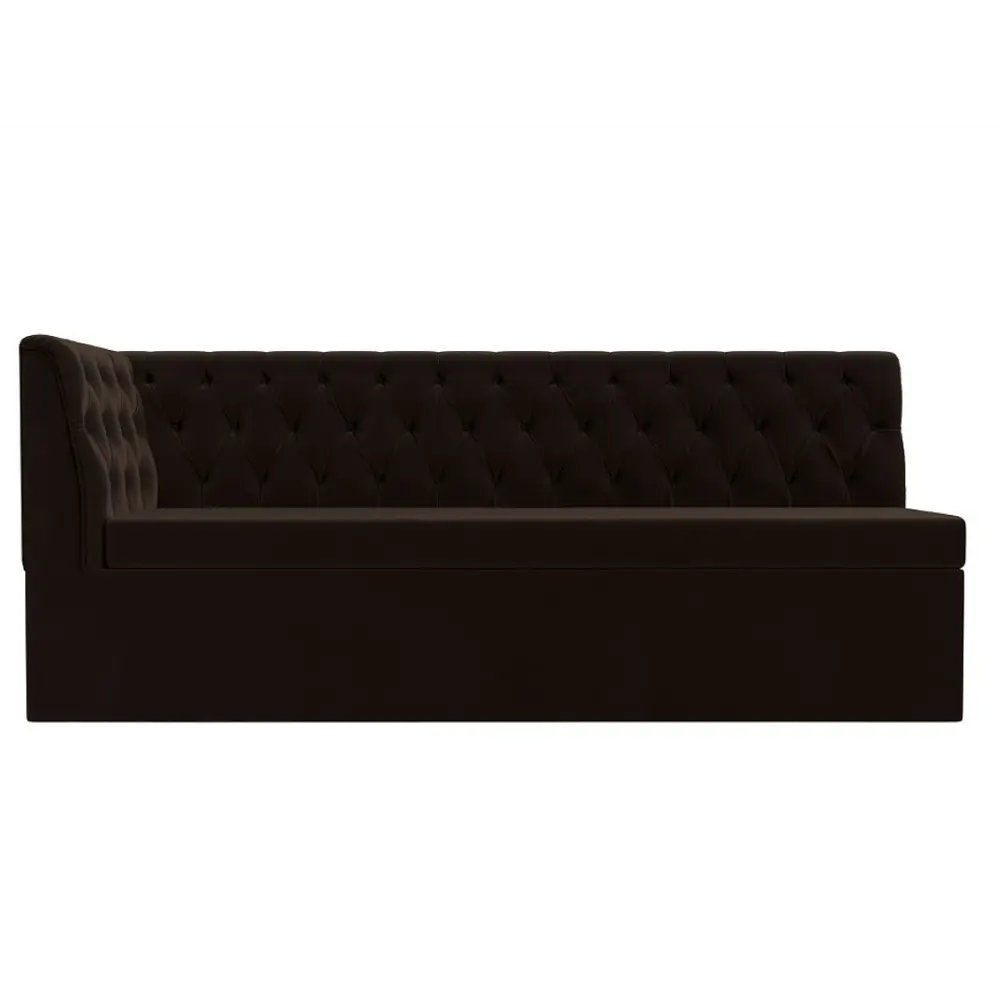 Фото 2 Диван кухонный прямой Маркиз с углом слева Лига диванов 112836L 182x85x62 см микровельвет цвет коричневый