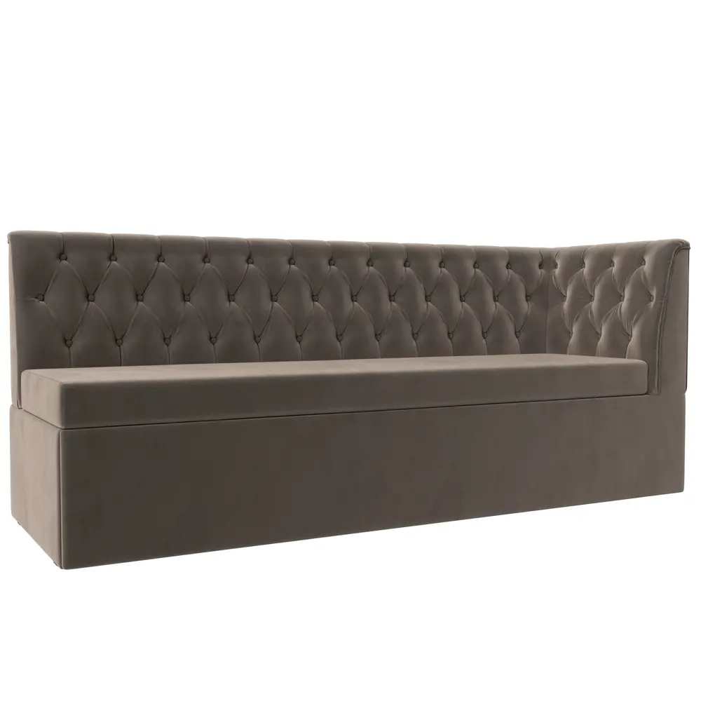 Фото Диван кухонный прямой Маркиз с углом справа Лига диванов 112827 182x85x62 см велюр цвет коричневый