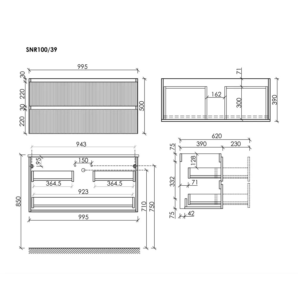 Фото 7 Тумба под раковину подвесная Sancos Snob R SNR100/39W 99.5см цвет bianco