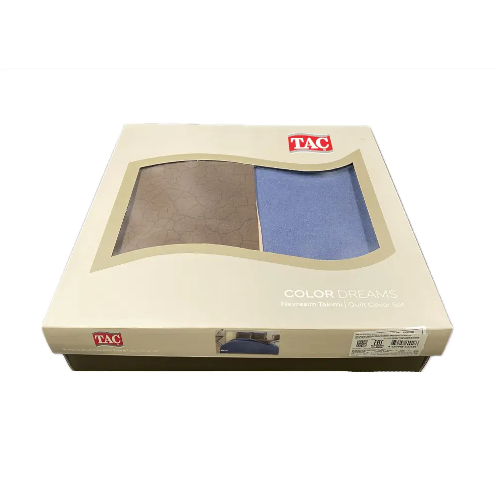 Фото 5 Комплект постельного белья Tac Rainforce RIVEN ранфорс евро наволочки 50 x 70- 4 шт цвет темно-синий