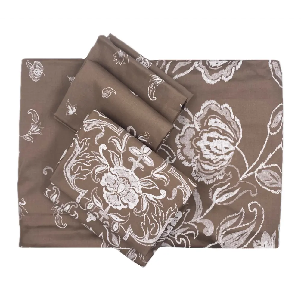 Фото 2 Комплект постельного белья Tac SATIN DELUX сатин евро наволочки 50 x 70- 4 шт цвет коричневый