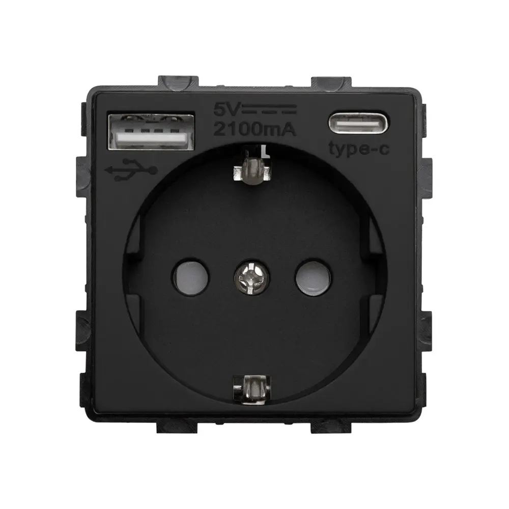 Фото Модульная розетка встраиваемая Vell 1378995 с заземлением цвет черный Фото Модульная розетка встраиваемая Vell 1378995 с заземлением цвет черный