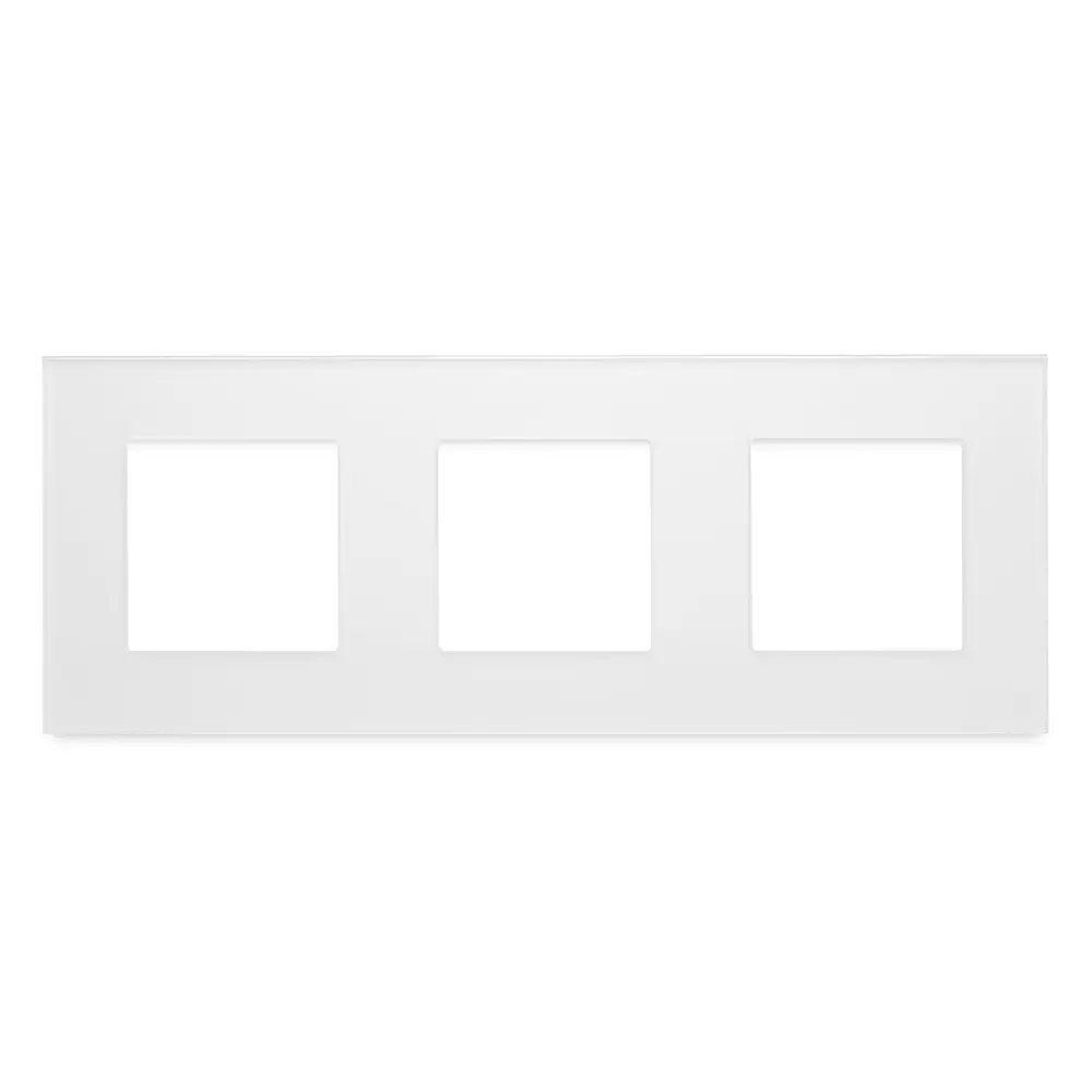 Фото Рамка для розеток и выключателей Vell WH3P-GL 3 поста цвет белый
