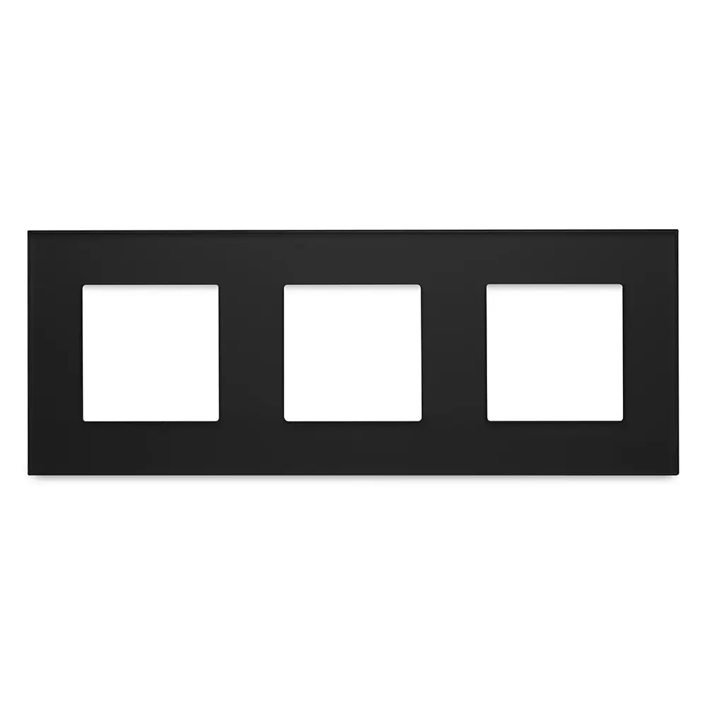 Фото Рамка для розеток и выключателей Vell BK3P-GL 3 поста цвет черный