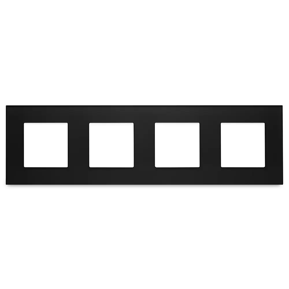 Фото Рамка для розеток и выключателей Vell BK4P-GL 4 поста цвет черный Фото Рамка для розеток и выключателей Vell BK4P-GL 4 поста цвет черный