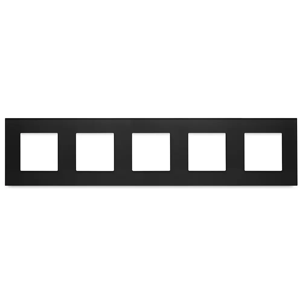 Фото Рамка для розеток и выключателей Vell BK5P-GL 5 постов цвет черный Фото Рамка для розеток и выключателей Vell BK5P-GL 5 постов цвет черный