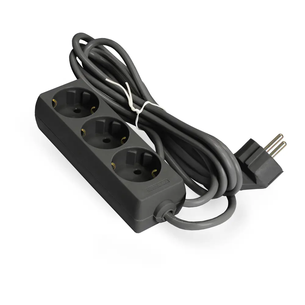 Фото Удлинитель Exegate 285807 3x0.75 5 м 3 розетки с заземлением 2200 Вт цвет черный