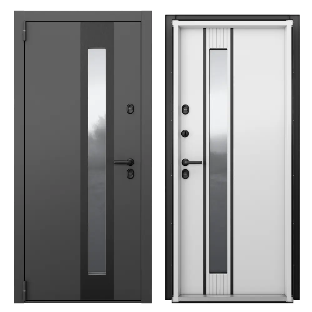 Фото Дверь входная металлическая в частный дом со стеклопакетом