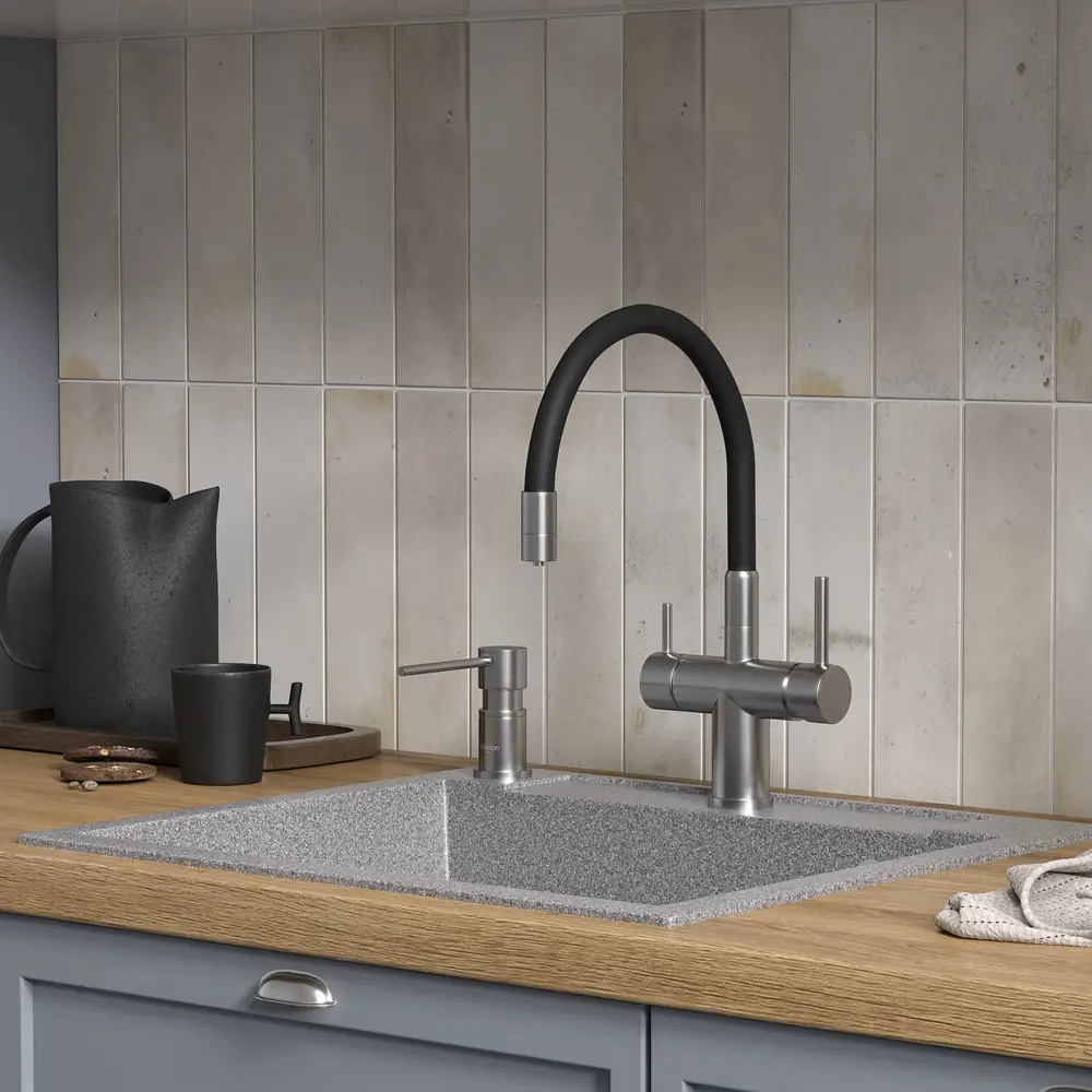 Фото 4 Мойка для кухни врезная Reflexion Cubi RX1555GR гравий 55х50 см