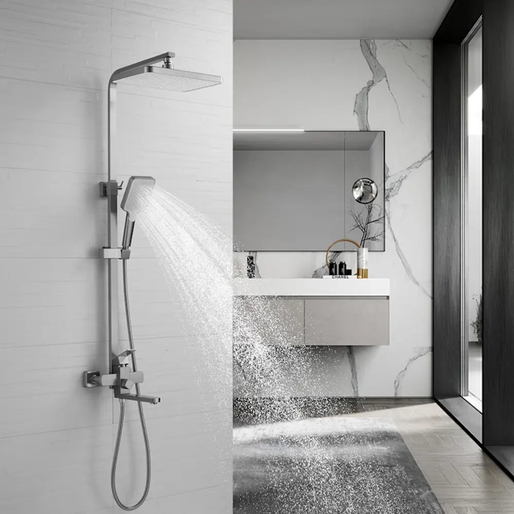 Фото 5 Душевая система Shevanik S7036L ручной душ 3 режимами работы цвет сатин Фото 5 Душевая система Shevanik S7036L ручной душ 3 режимами работы цвет сатин