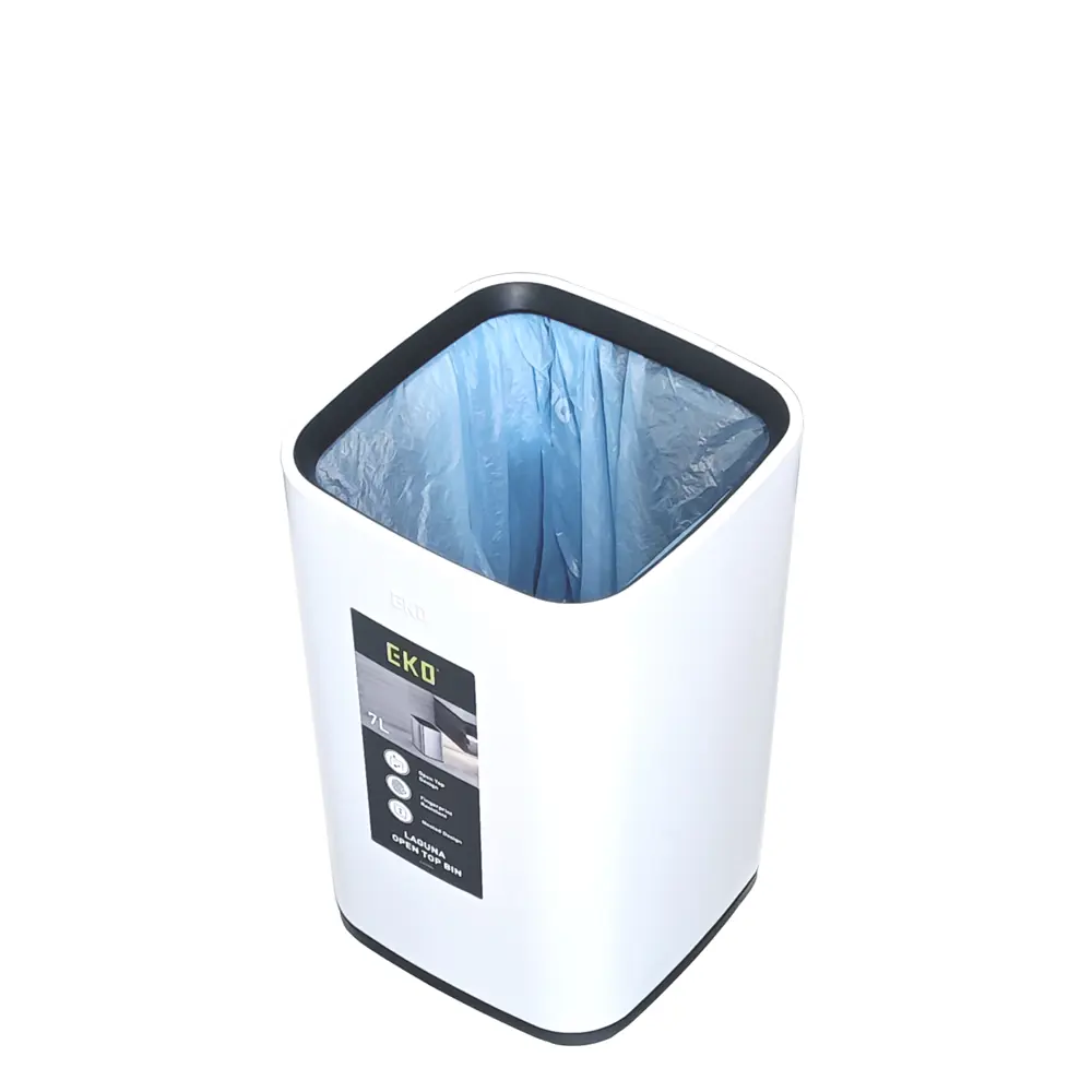 Фото 4 Мусорное ведро открытое 7 литров EKO мусорное ведро без крышки окрашенная сталь белый