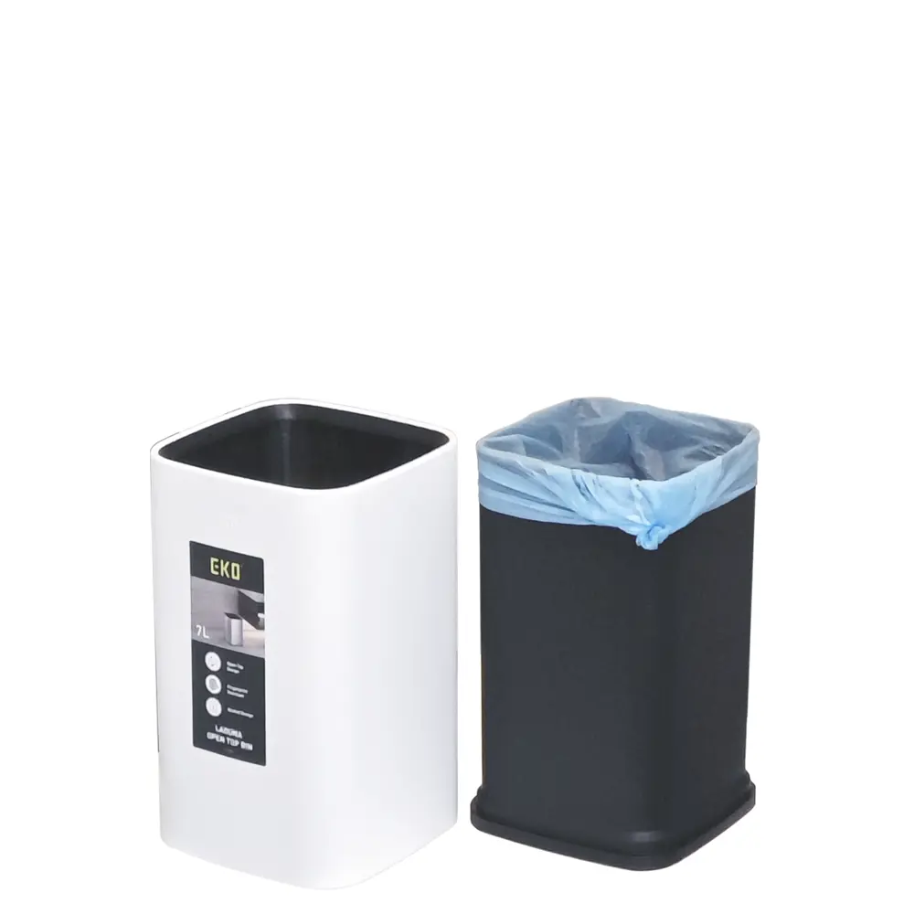 Фото 6 Мусорное ведро открытое 7 литров EKO мусорное ведро без крышки окрашенная сталь белый