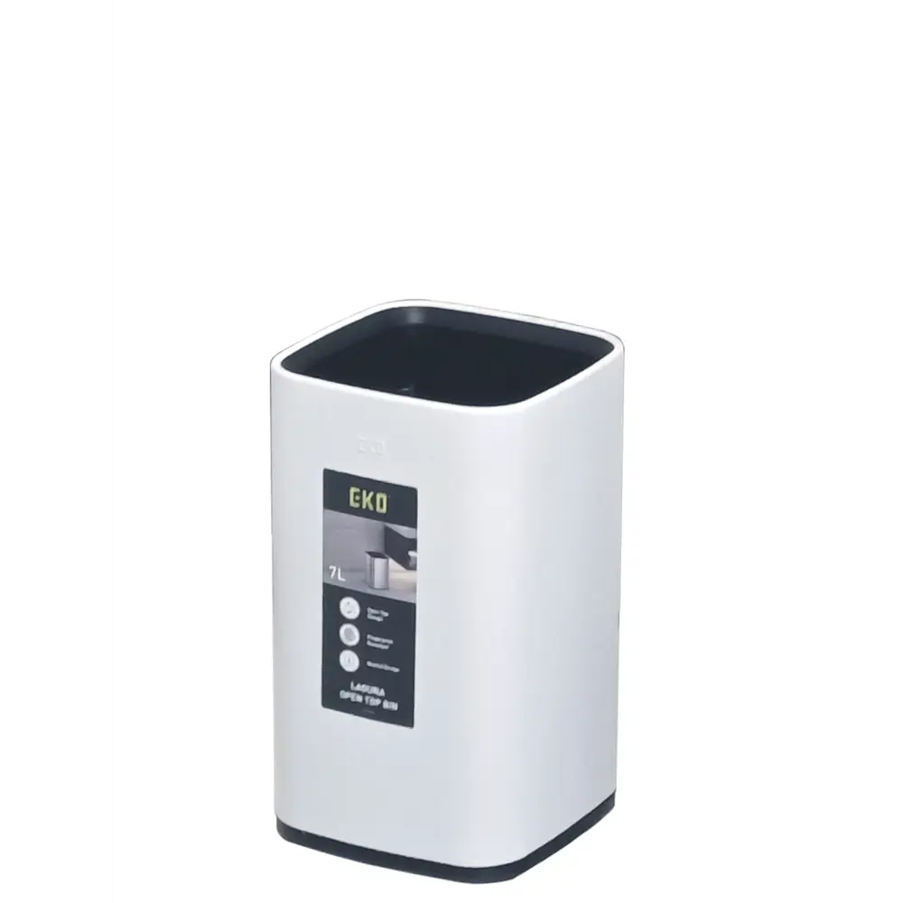 Фото 3 Мусорное ведро открытое 7 литров EKO мусорное ведро без крышки окрашенная сталь белый