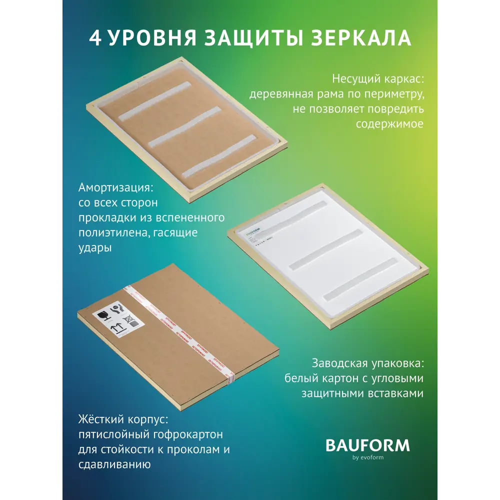 Фото 8 Зеркало для ванной BAUFORM SP 9799 30x30см Фото 8 Зеркало для ванной BAUFORM SP 9799 30x30см