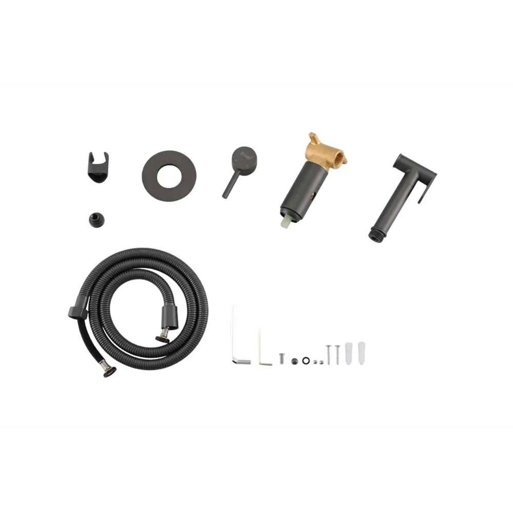 Фото 4 Смеситель с гигиеническим душем Frap F7505-9 встраиваемый оружейная сталь