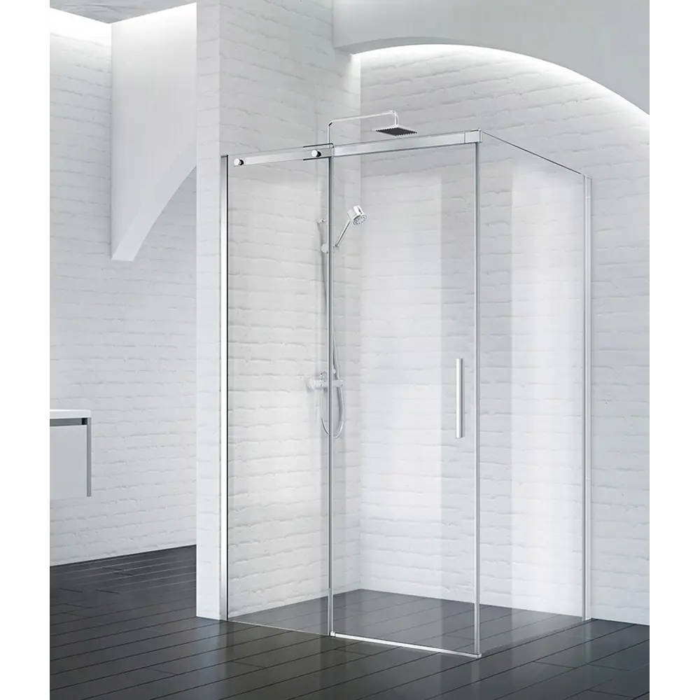 Фото Душевой уголок Belbagno ACQUA-AH-1-130/100-C-Cr прямоугольная 130x100см хромированный профиль эффект стекла прозрачный Фото Душевой уголок Belbagno ACQUA-AH-1-130/100-C-Cr прямоугольная 130x100см хромированный профиль эффект стекла прозрачный