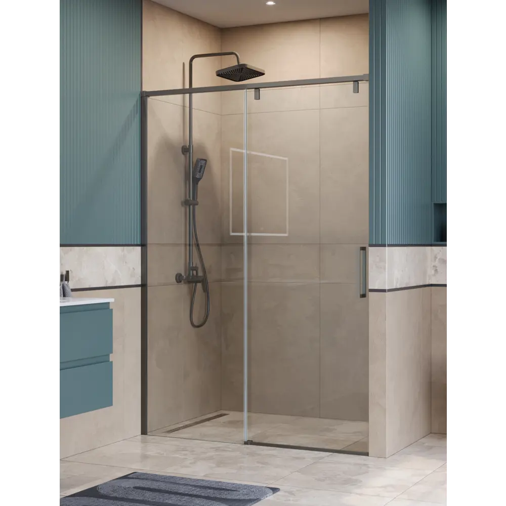 Фото Душевая дверь Belbagno SOFT_CLOSE-1-BF-1-150-C-GM 150см эффект стекла прозрачный раздвижной Фото Душевая дверь Belbagno SOFT_CLOSE-1-BF-1-150-C-GM 150см эффект стекла прозрачный раздвижной