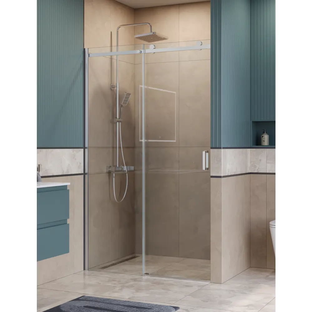 Фото Душевая дверь Belbagno SOFT_CLOSE-2-BF-1-120-C-Cr 120см эффект стекла прозрачный раздвижной