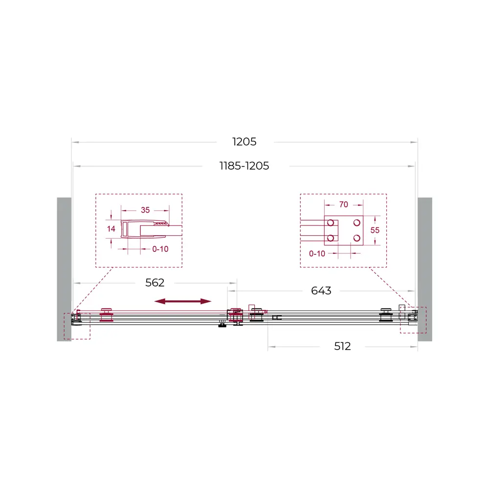 Фото 8 Душевая дверь Belbagno SOFT_CLOSE-2-BF-1-120-C-Cr 120см эффект стекла прозрачный раздвижной