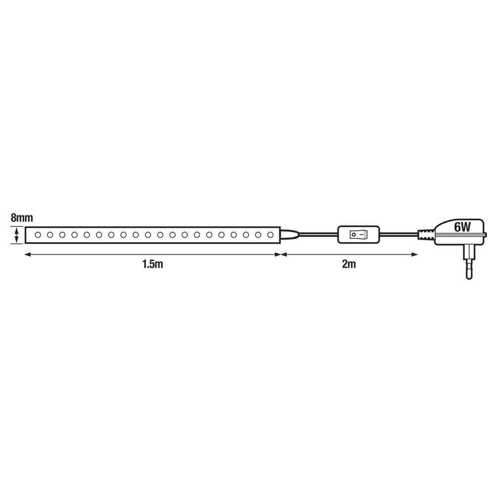 Фото 6 Комплект светодиодной ленты SMD2835 12В 8 мм 1.5м 2 Вт/м 24диод/м 190 лм/м 3000 К теплый белый свет