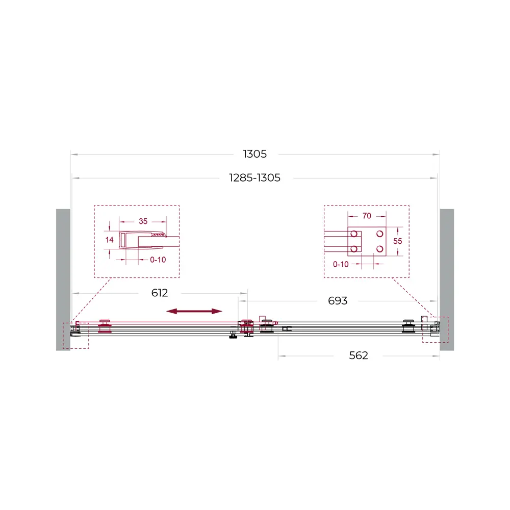 Фото 9 Душевая дверь Belbagno SOFT_CLOSE-2-BF-1-130-C-GM 130см эффект стекла прозрачный раздвижной Фото 9 Душевая дверь Belbagno SOFT_CLOSE-2-BF-1-130-C-GM 130см эффект стекла прозрачный раздвижной