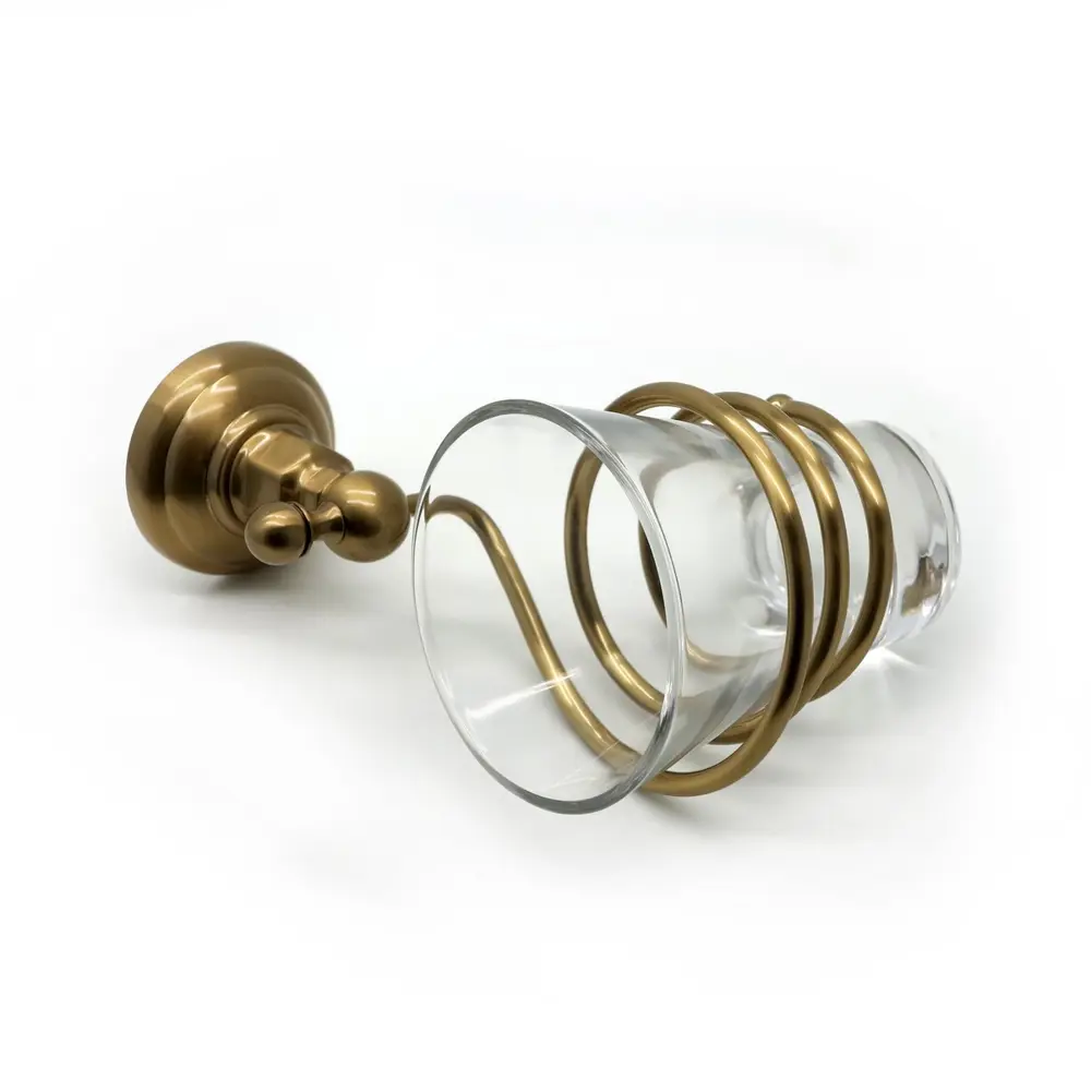 Фото 4 Стакан для зубных щеток для ванной Elghansa PRK-413-Bronze с держателем спираль