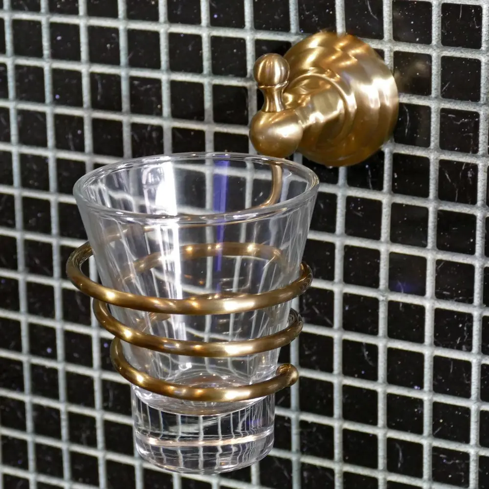 Фото 5 Стакан для зубных щеток для ванной Elghansa PRK-413-Bronze с держателем спираль