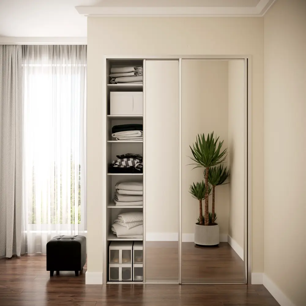 Фото 4 Дверь-купе 255.5x90.4 см зеркало цвет серебристый Фото 4 Дверь-купе 255.5x90.4 см зеркало цвет серебристый