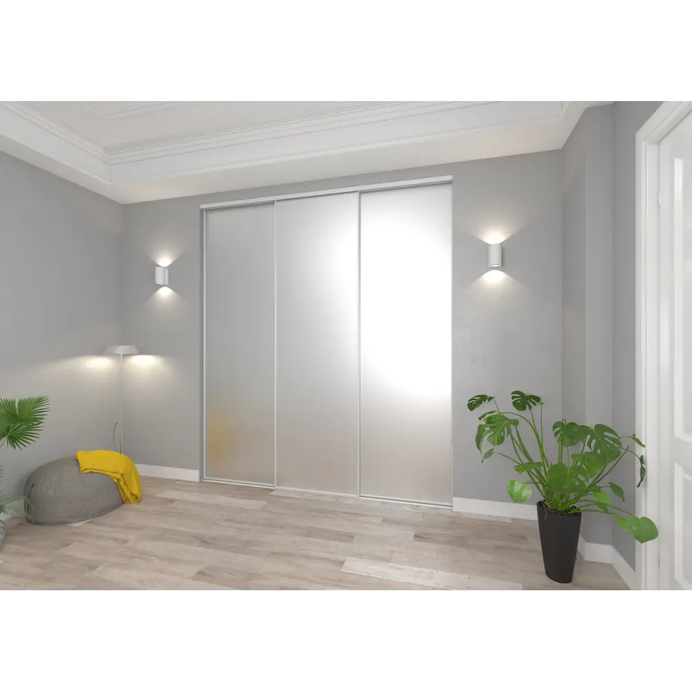 Фото 3 Дверь-купе 245.5x60.4 см зеркало цвет белый матовый Фото 3 Дверь-купе 245.5x60.4 см зеркало цвет белый матовый