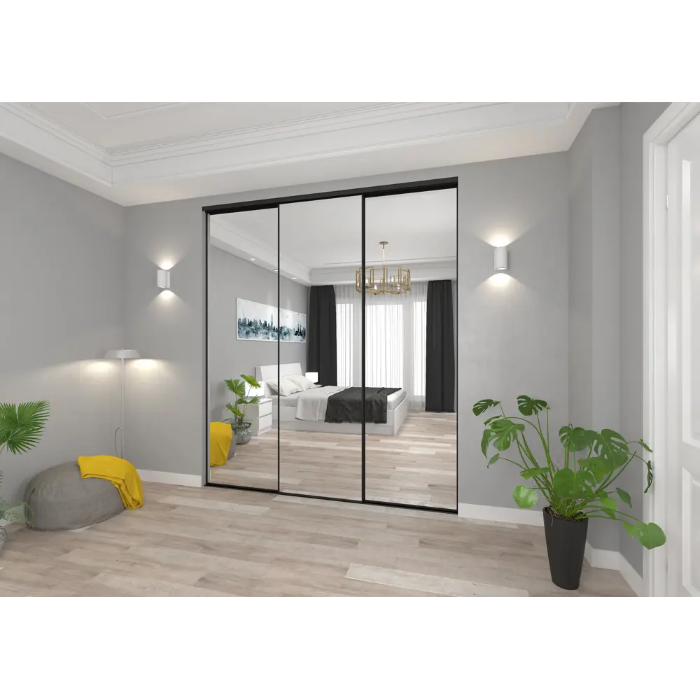 Фото 3 Дверь-купе 255.5x90.4 см МДФ цвет светло-коричневый/черный Фото 3 Дверь-купе 255.5x90.4 см МДФ цвет светло-коричневый/черный