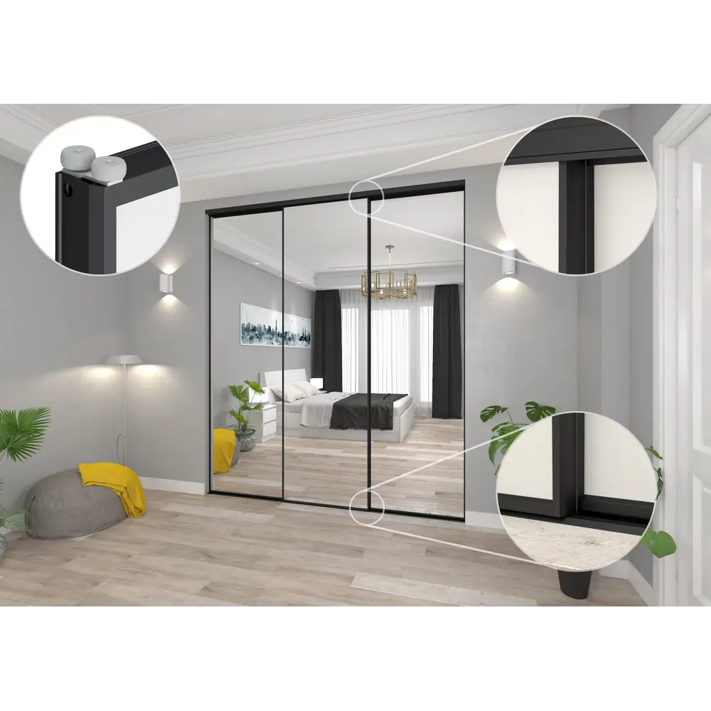 Фото 4 Дверь-купе 255.5x90.4 см МДФ цвет светло-коричневый/черный Фото 4 Дверь-купе 255.5x90.4 см МДФ цвет светло-коричневый/черный