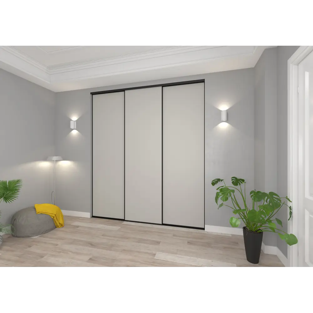 Фото 2 Дверь-купе 225.5x70.4 см МДФ цвет светло-коричневый/черный Фото 2 Дверь-купе 225.5x70.4 см МДФ цвет светло-коричневый/черный